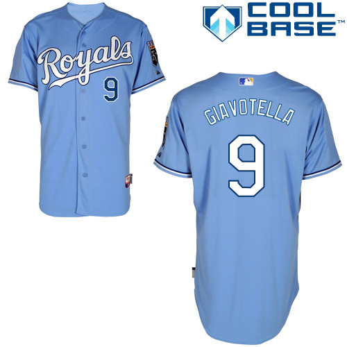 Johnny Giavotella #9 MLB Jersey-Kansas City Royals Men's Authentic Alternate 1 Blue Cool Base Baseball Jersey